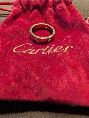 Cartier 18K Gold 3 Diamond Love Ring with Screw Motifs Size 7
